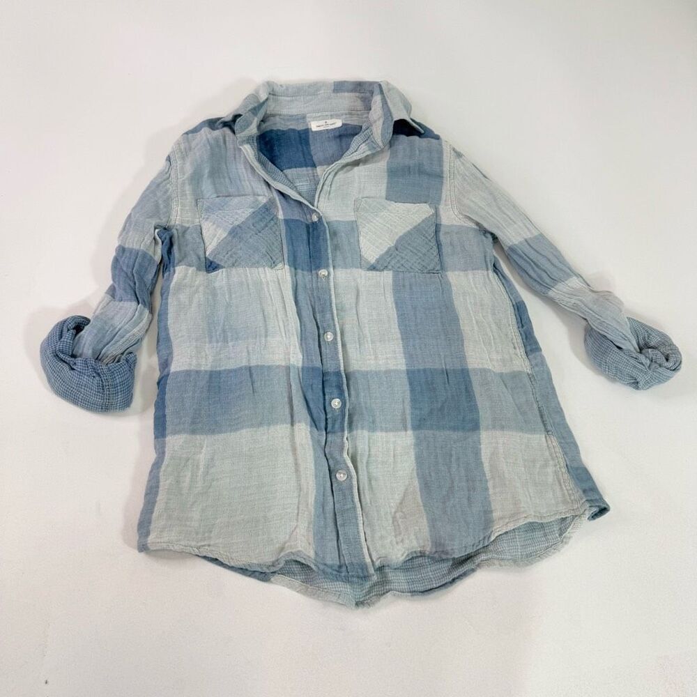 Thread & Supply Top Womens Small Blue Long Sleeve Button Down Gauzy Country